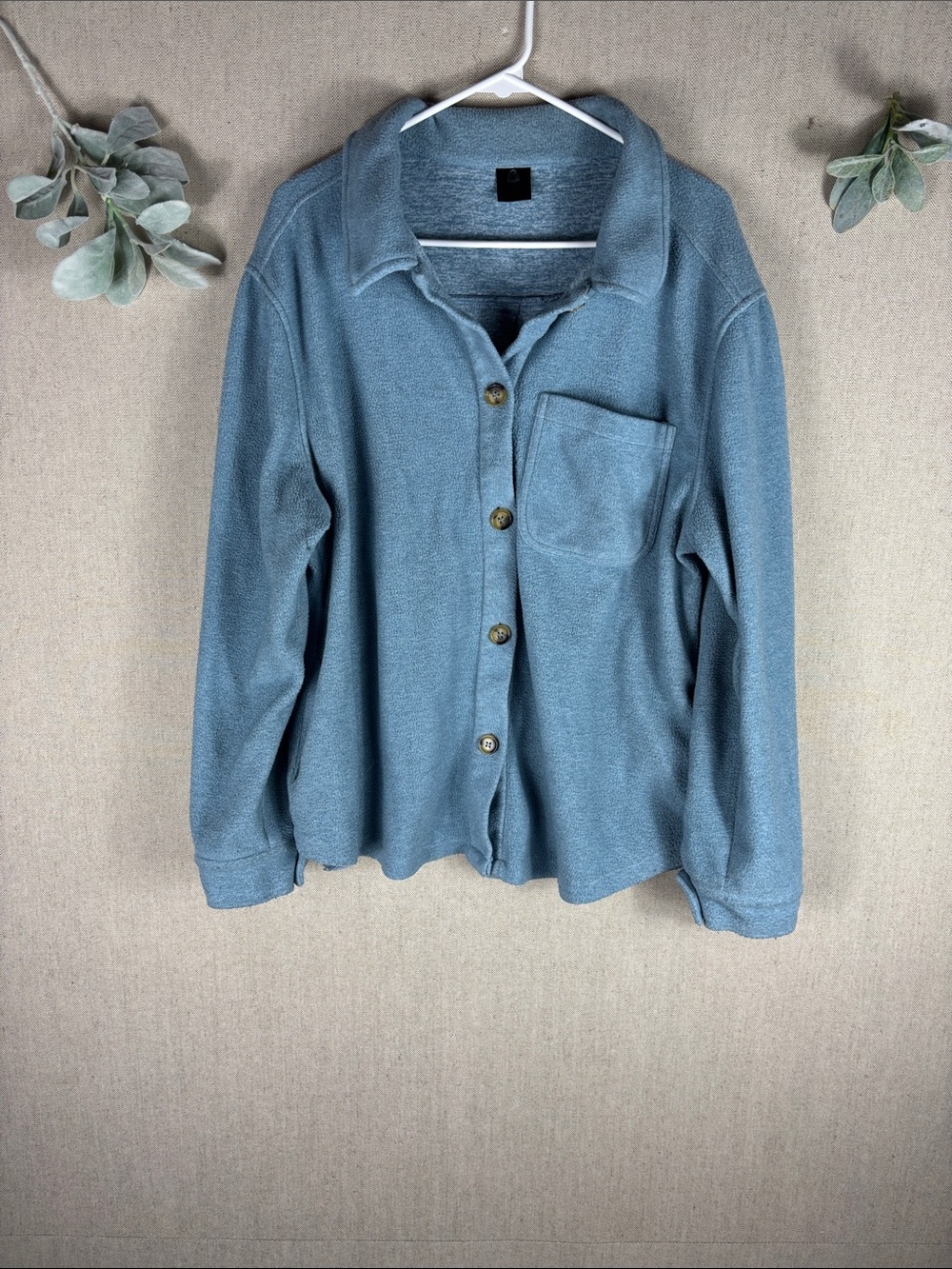 Sierra Designs > Soft Textured Button-Up Jacket Shacket Light Blue Large